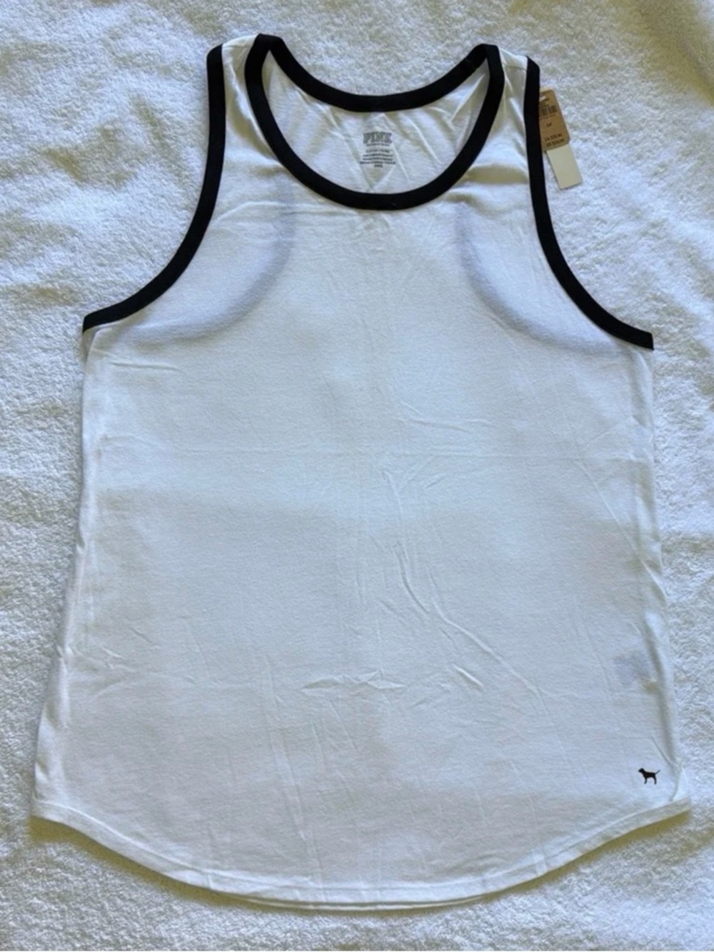 PINK Victoria's Secret White Tank with Black Trim Accent